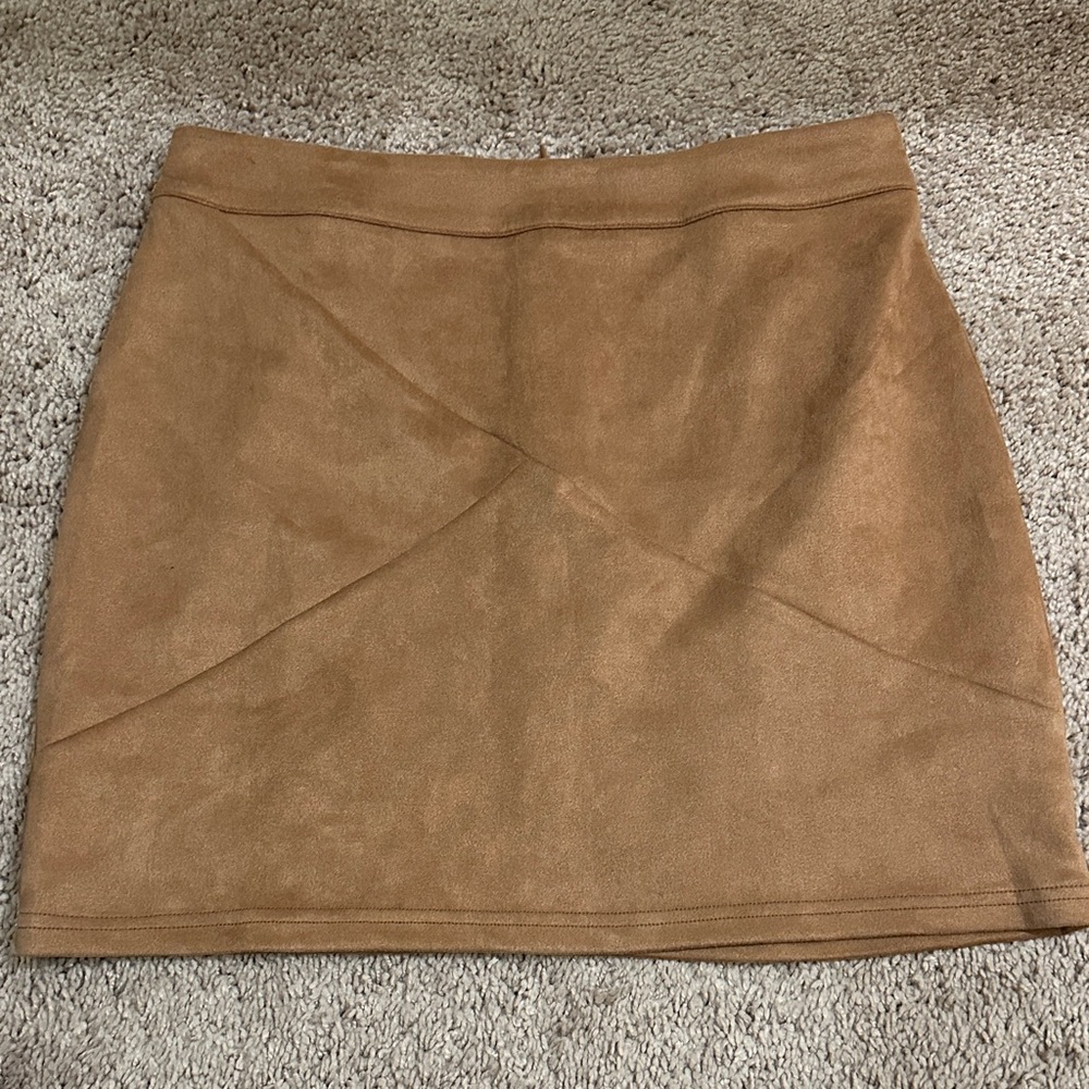 Tan Faux Suede Mini Skirt